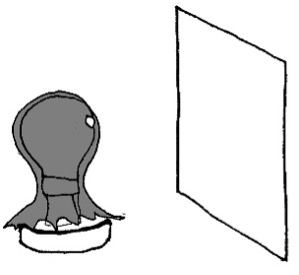 Experiment setup with a bulb covered in aluminum foil with a hole facing the wall.